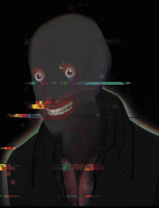 glitchy horror art character concept Made in procreate