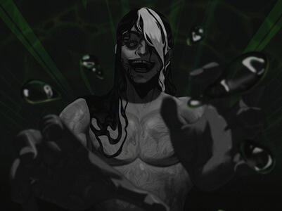 Character splash art made for HEIRS radiotheatre made in art studio pro